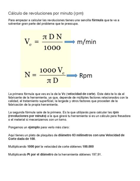 Diagrama mostrando la relación entre RPM, velocidad de avance y carga de viruta