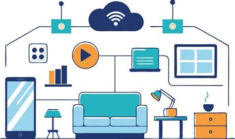 Ilustración de un hogar moderno con dispositivos conectados a WiFi