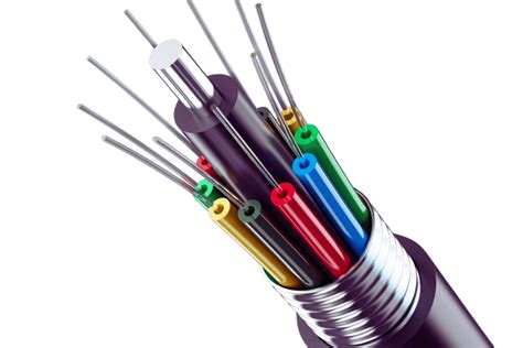 Ilustración de un cable de fibra óptica siendo tendido dentro de un tritubo estriado