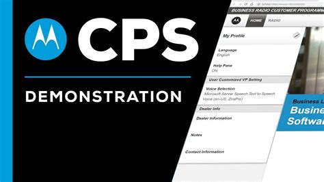 Captura de pantalla del software de programación Motorola CPS