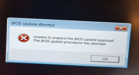 Icono de error de actualización de BIOS
