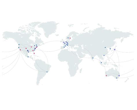Mapa mundial mostrando la ubicación de centros de datos de varios proveedores de hosting