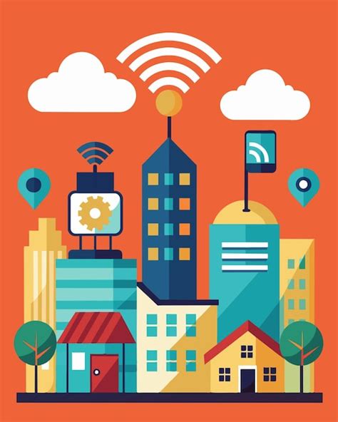 Mapa de una ciudad con iconos de puntos de acceso Wi-Fi