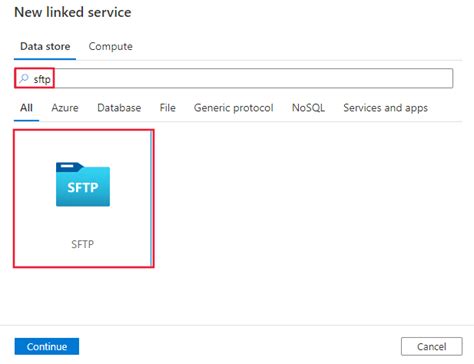 Interfaz de usuario de una herramienta de integración de datos con conector SFTP