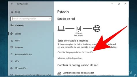 Icono de configuración de red en Windows 10