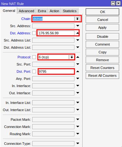 Captura de pantalla de una configuración típica de reenvío de puertos en TP-Link