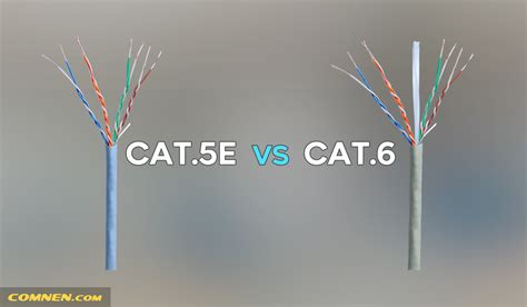 Comparativa visual de la estructura interna de un cable Cat5e y un cable Cat6
