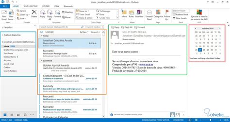 Imagen de la interfaz de Outlook 2010 mostrando el menú Archivo.