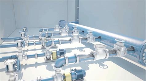 Diagrama de un sistema de tuberías flexible y adaptable en Inventor