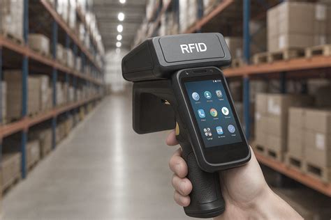 Imagen de un almacén moderno con lectores RFID