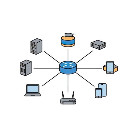 Diagrama de red con dispositivos conectados y un servidor DHCP