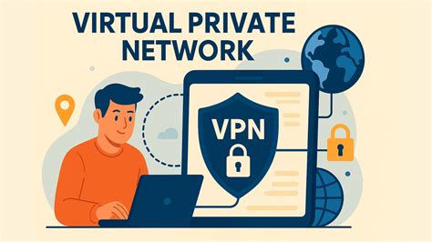 Ilustración de un empleado teletrabajando de forma segura con una VPN