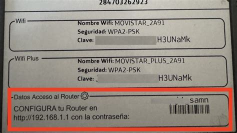 Etiqueta de router con información de acceso
