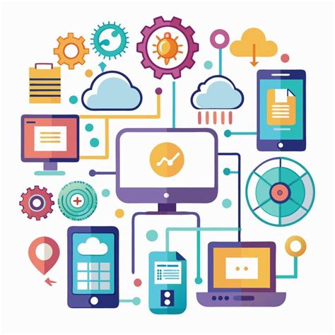 Iconos representando diferentes tipos de dispositivos conectados a una red VPN