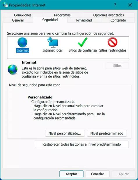 Configuración de Opciones de Internet en Windows para TLS