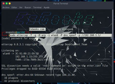 Demostración de dns_spoof en Ettercap