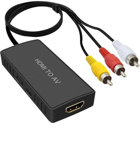 Adaptador HDMI a RCA conectado a un televisor antiguo