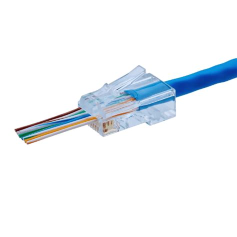 Ilustración de un conector RJ45 de paso