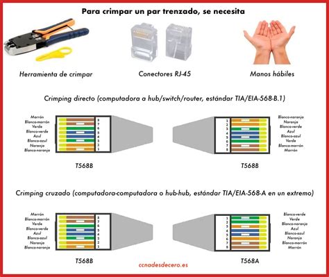 Infografía paso a paso del proceso de crimpado de un conector RJ45