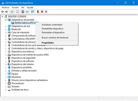 Ventana del Administrador de Dispositivos mostrando dispositivos de audio