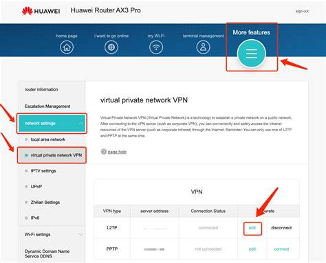Router Huawei con conexión VPN activa