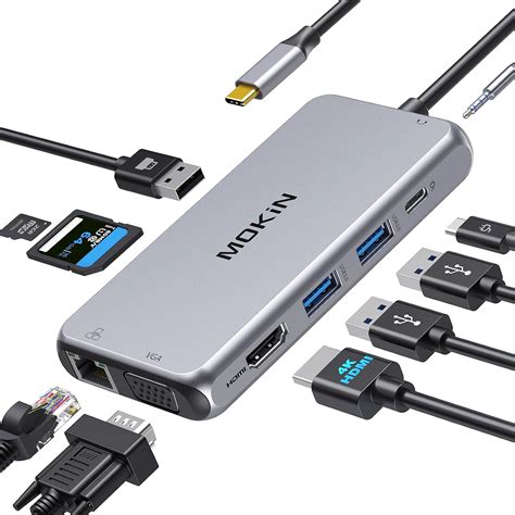 Diagrama mostrando las conexiones de un adaptador multipuerto USB-C