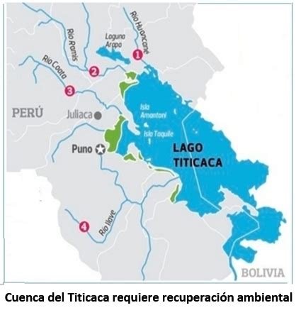 Mapa de la cuenca del Lago Titicaca destacando el sitio de Pukará