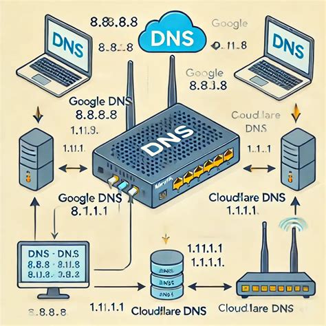 Captura de pantalla de la configuración de DNS en MikroTik