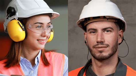 Trabajador usando orejeras de comunicación en un entorno industrial ruidoso