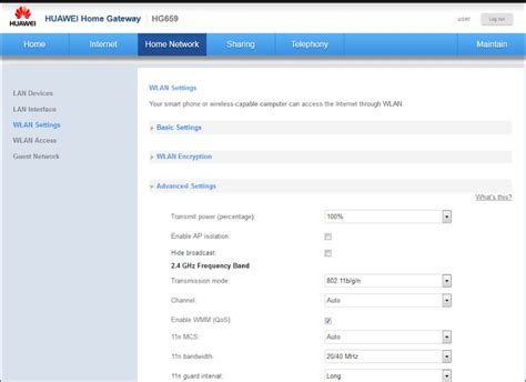 Interfaz de configuración de router Huawei