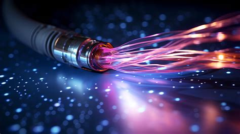 Cable de fibra óptica con luz viajando por su interior
