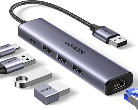 Imagen de varios adaptadores Ethernet USB conectados a diferentes dispositivos