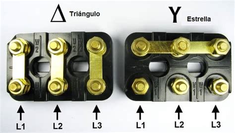Placa de bornes de un motor con conexión en estrella