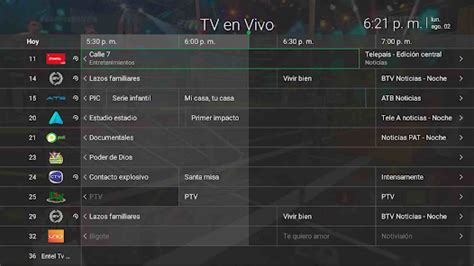 Interfaz de Entel TV