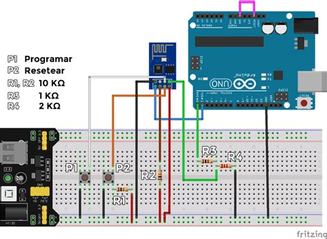 Esquema de conexión ESP-01 con convertidor USB a TTL y pulsadores