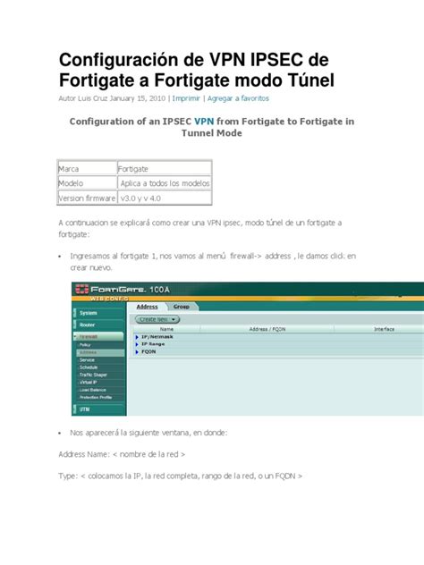 Interfaz de configuración de túnel VPN IPsec en FortiGate