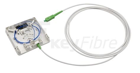 Roseta de fibra óptica instalada en una pared
