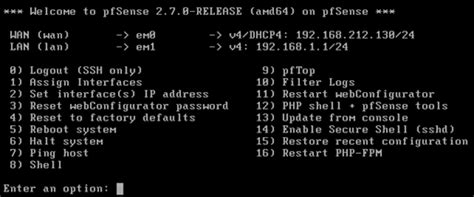 Captura de pantalla de configuración DHCP en pfSense