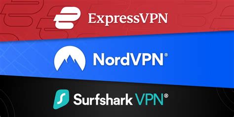 Logos de VPNs recomendadas: ExpressVPN, NordVPN, Surfshark