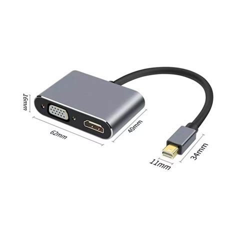 Diseño compacto de un adaptador Mini DisplayPort a HDMI, VGA, DVI