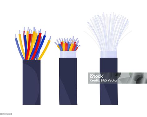 Ilustración de un cable de fibra óptica dañado