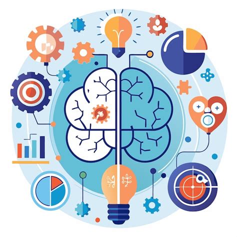 Ilustración de un cerebro con engranajes representando diferentes capacidades cognitivas