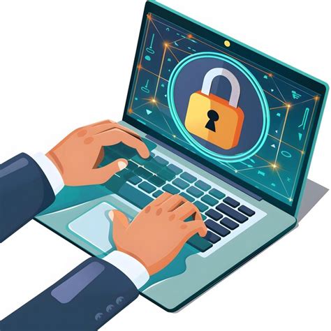 Persona usando un portátil con un icono de VPN superpuesto
