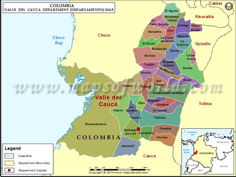 Mapa del Valle del Cauca destacando Palmira y Buenaventura