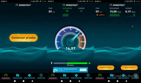 Captura de pantalla de un test de velocidad de internet