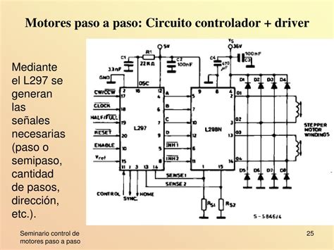 Diagrama del circuito L297/L298 para control de motor paso a paso
