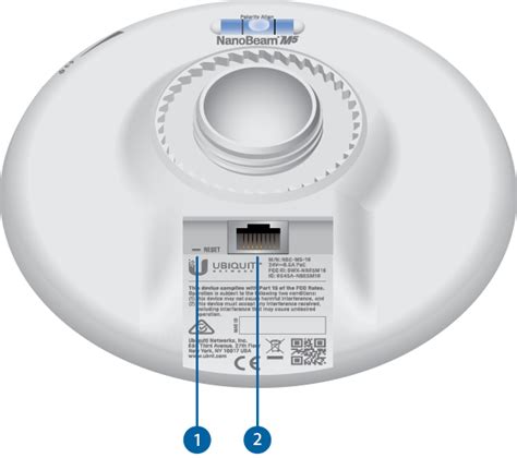 Imagen de los componentes del Ubiquiti NanoBeam M5-400, mostrando el módulo Feed y la unidad de radio