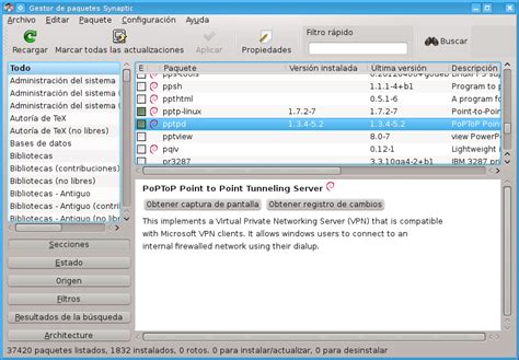 Captura de pantalla de la configuración del servidor PPTP en MikroTik