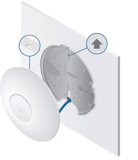 Diagrama de montaje de un punto de acceso UniFi en pared y techo