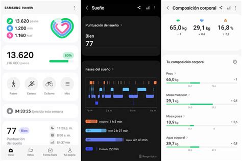 Interfaz de la aplicación Samsung Health mostrando el contador de pasos
